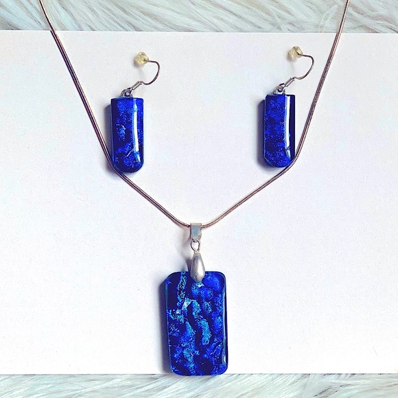 None Jewelry - Elegant Blue Jewelry Set